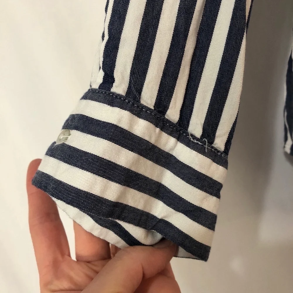 Alexander Jordan Blue Striped Button Down Shirt_5